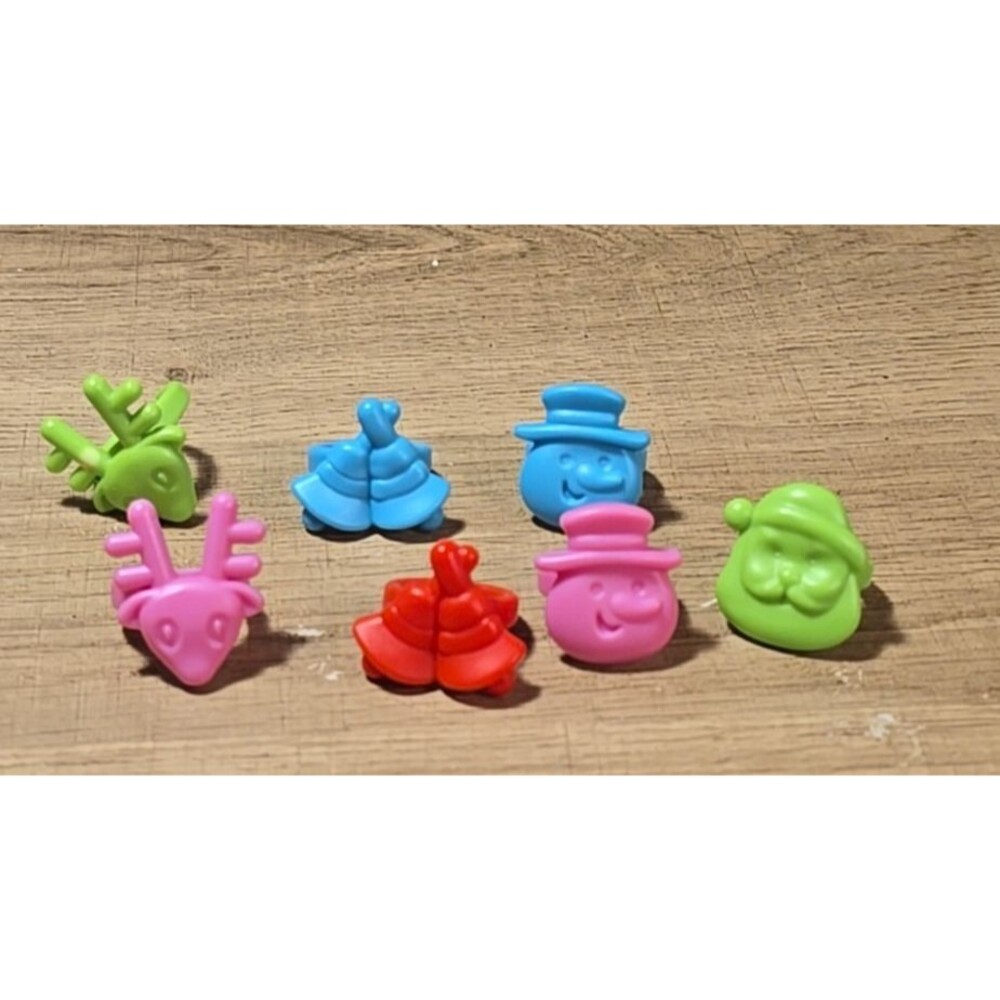 7 Christmas Holiday Icons Cupcake Rings Cake Toppers Decorations Party Favors